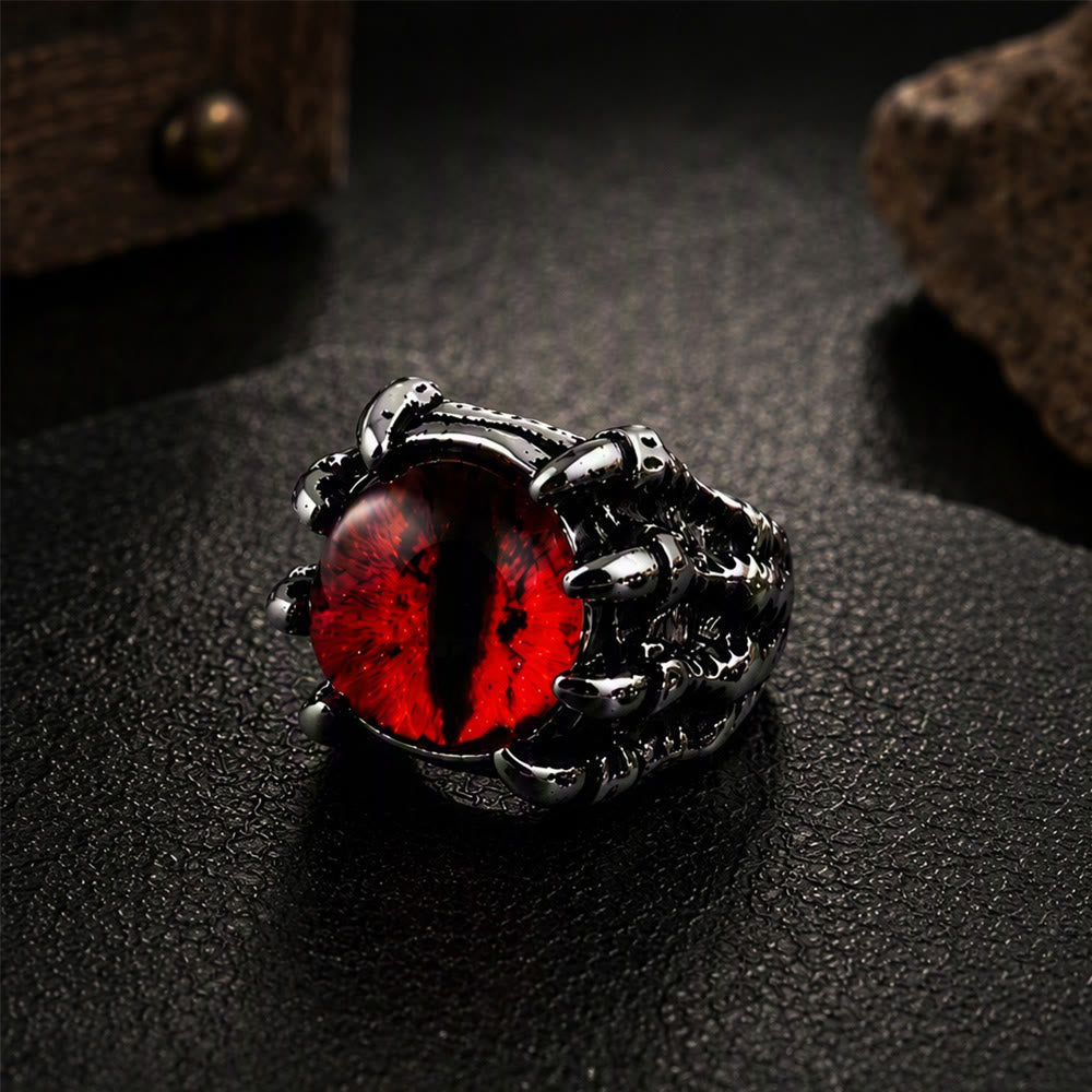 Gothic-Dämonen-Adlerklauen-Ästhetik-Ring mit bösem Blick - Rot - Öffnung - image 3