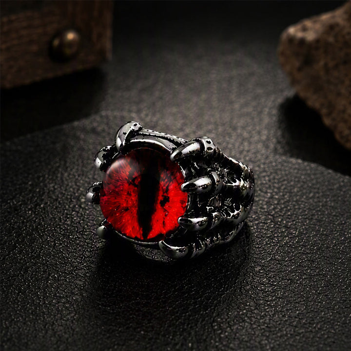 Gothic-Dämonen-Adlerklauen-Ästhetik-Ring mit bösem Blick - Rot - Öffnung - image 3