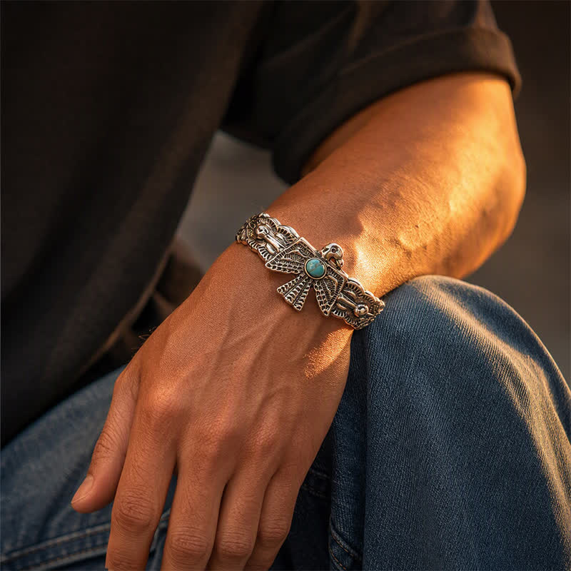 Offenes Armband mit Westlichem Adler-Donnervogel-Türkis - image 1