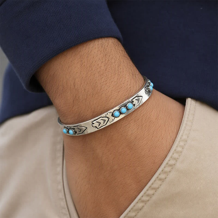 Sky Dots Türkis Boho Silberner Pfeil Offenes Armband - image 1
