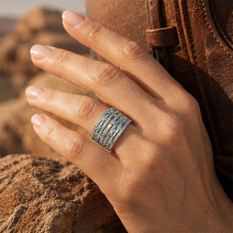 Breiter Statement-Ring für Damen mit Pavé-Zirkonia - image 1