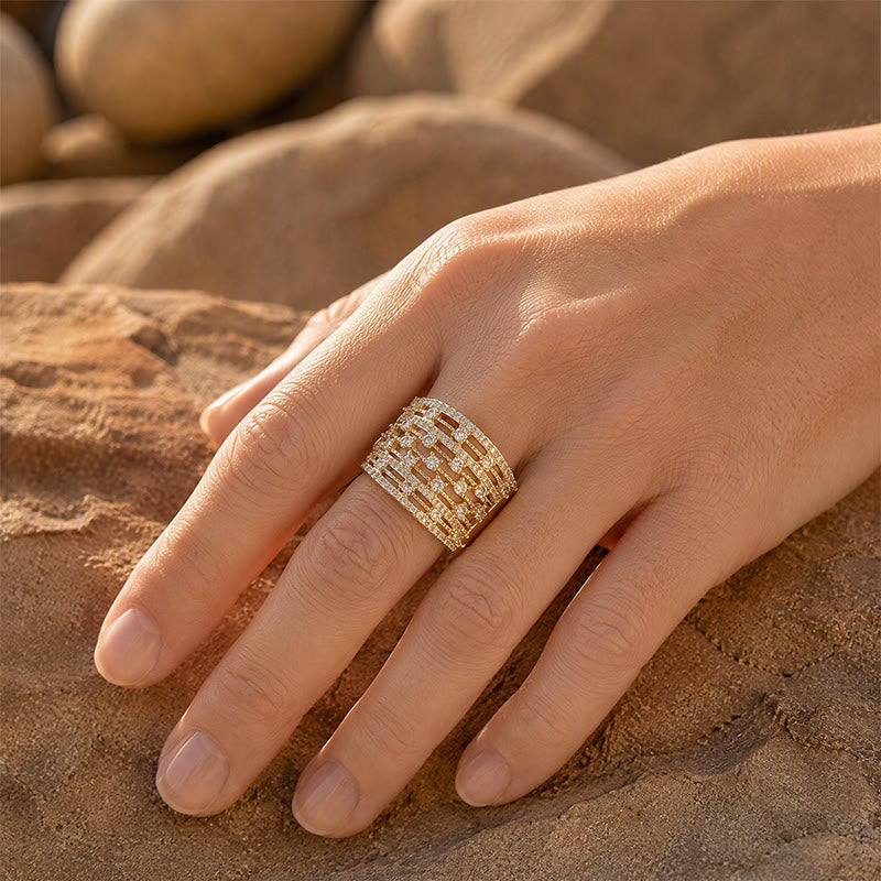 Breiter Statement-Ring für Damen mit Pavé-Zirkonia - image 7