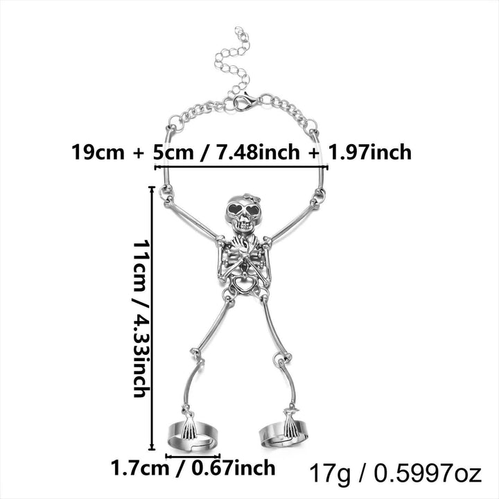 Halloween-Armband mit Skeletthand und Ringen - image 7