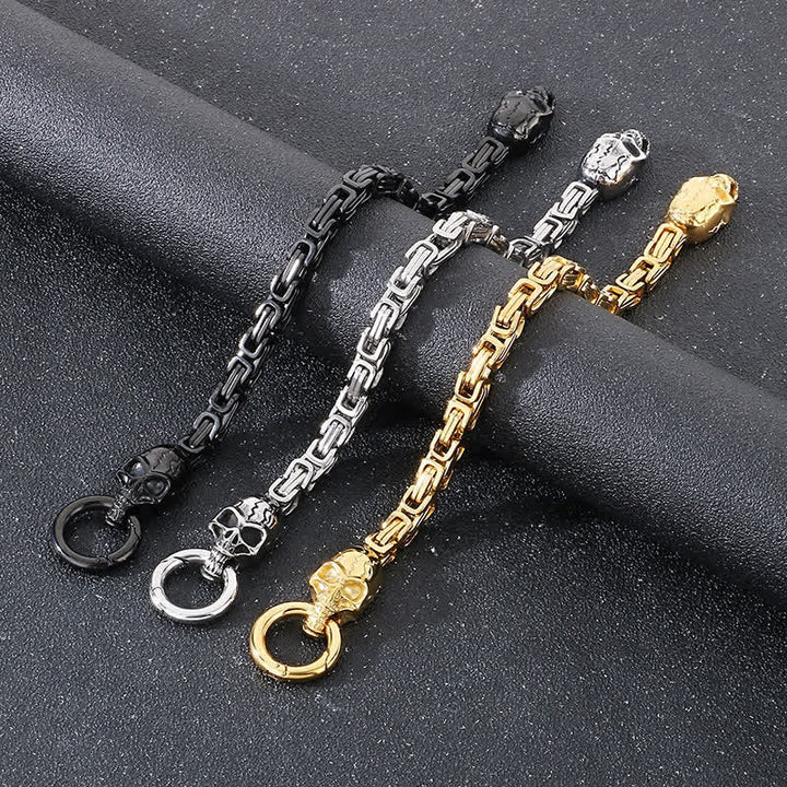 Doppelte Totenkopfkette, schweres, klobiges Biker-Armband - image 5
