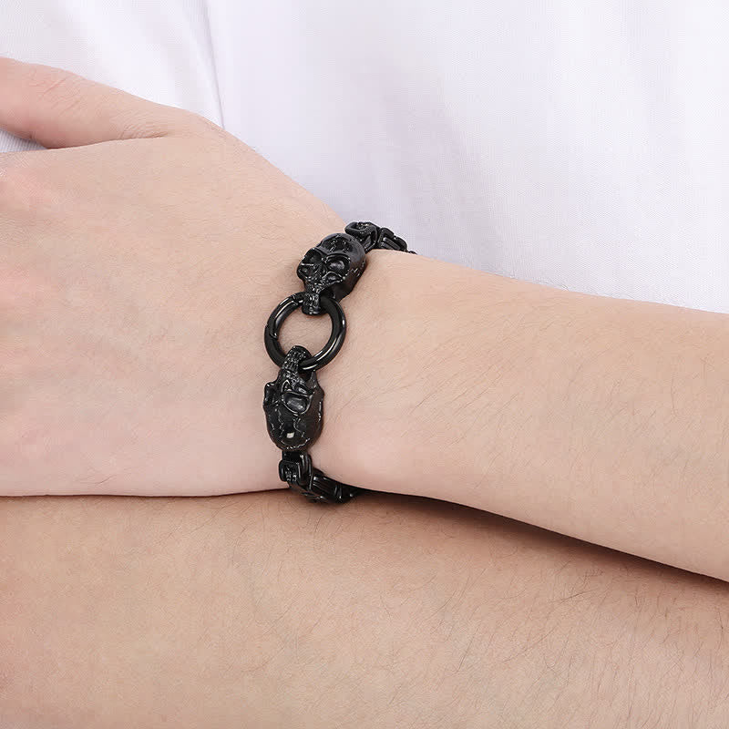 Doppelte Totenkopfkette, schweres, klobiges Biker-Armband - image 8