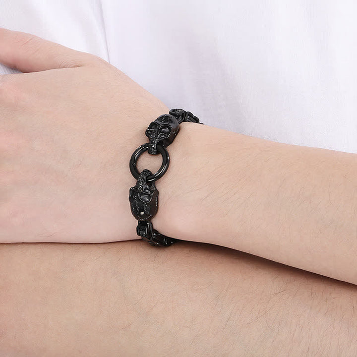 Doppelte Totenkopfkette, schweres, klobiges Biker-Armband - image 8