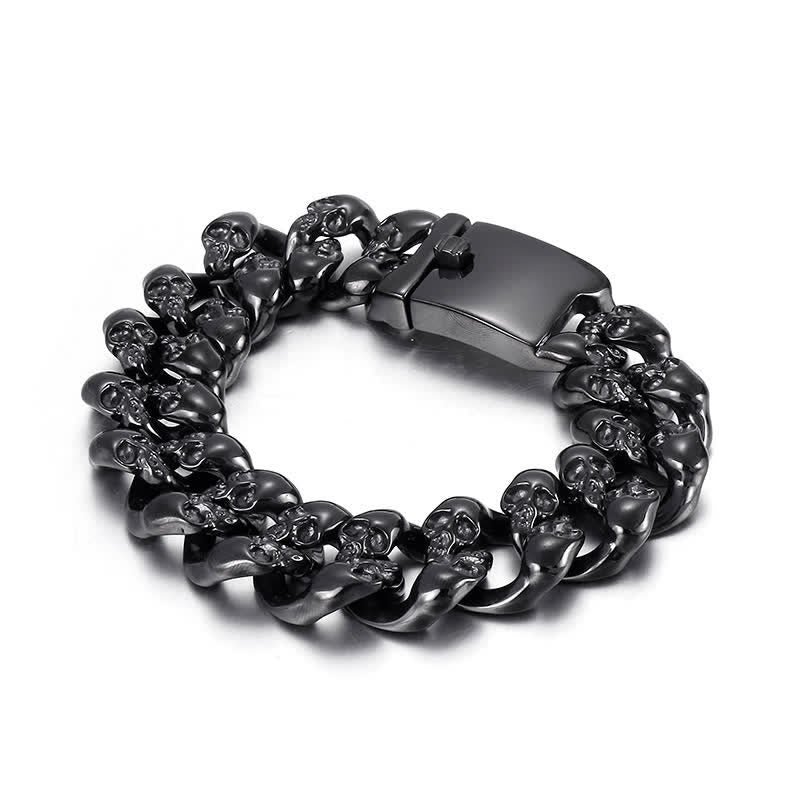 Herren Hip-Hop Totenkopf Legion Kubanisches Kettenarmband - Schwarz - image 4