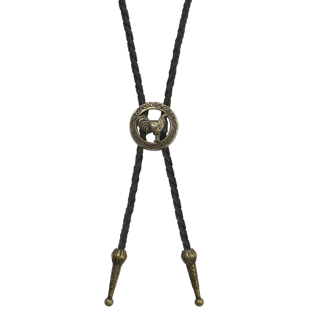 Vintage Western Bolo-Krawatte für Herren aus geflochtenem Leder mit Hahn-Motiv - image 5