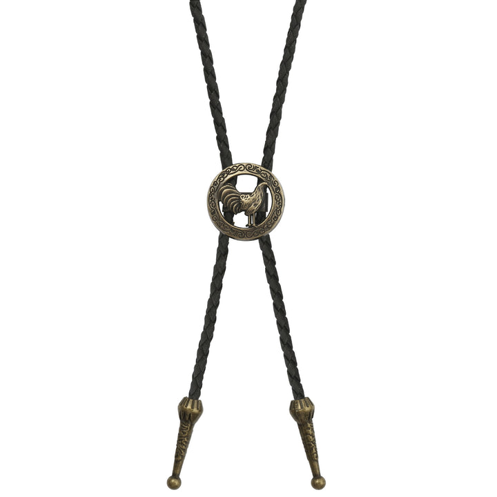 Vintage Western Bolo-Krawatte für Herren aus geflochtenem Leder mit Hahn-Motiv - image 5