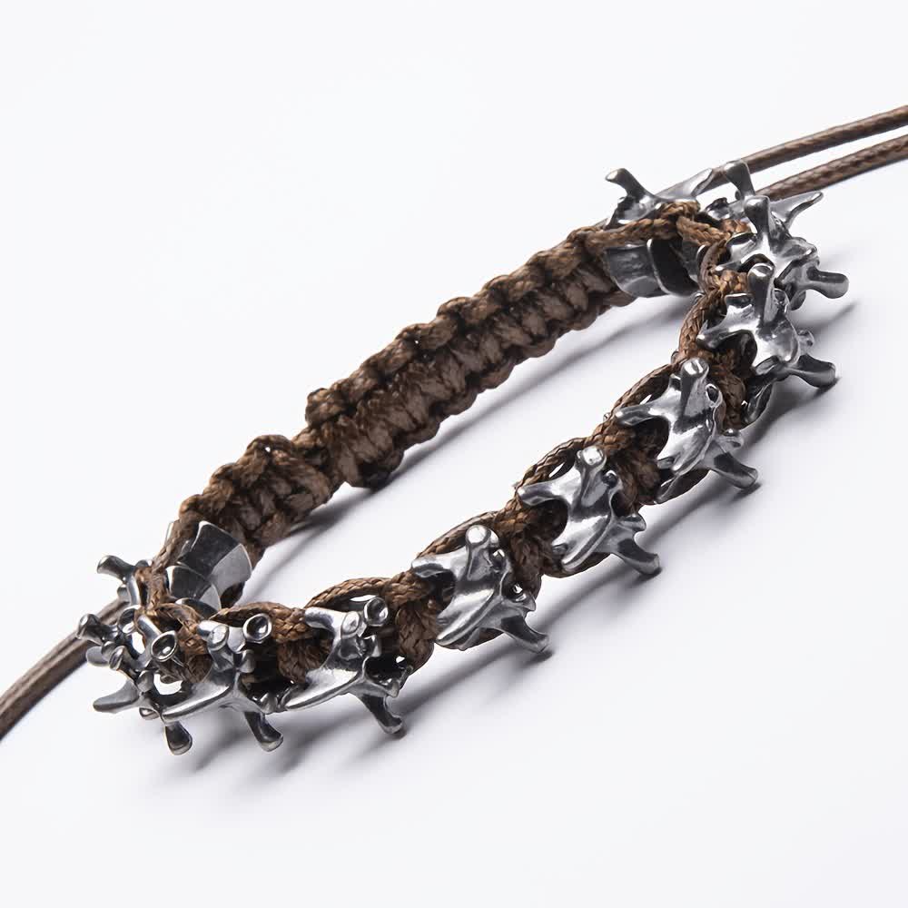 Armband aus geflochtener Drachenwirbelkette - Braun & Silber - image 12