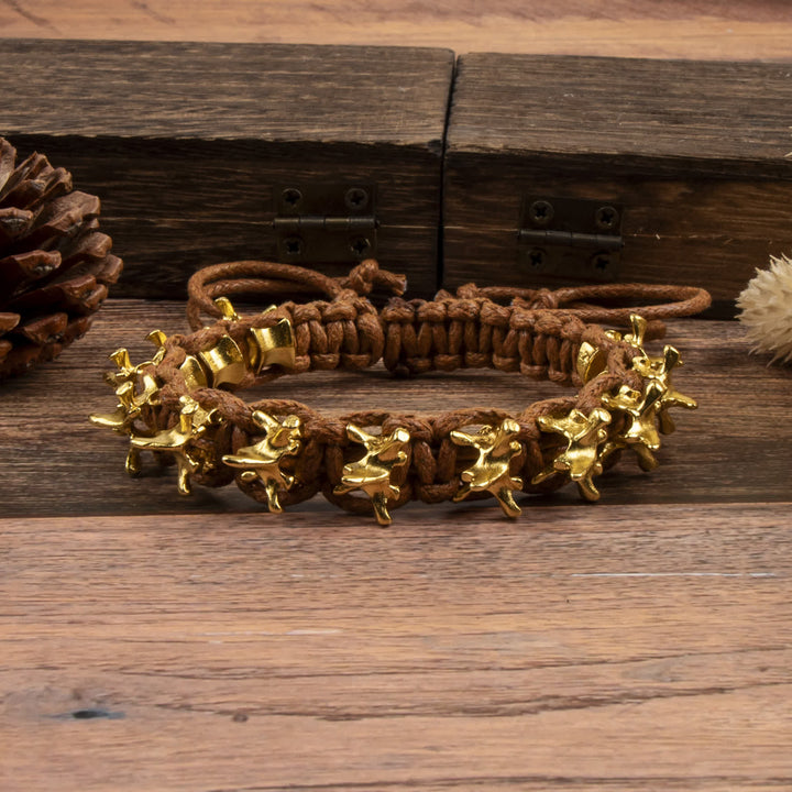 Armband aus geflochtener Drachenwirbelkette - Braun & Gold - image 5