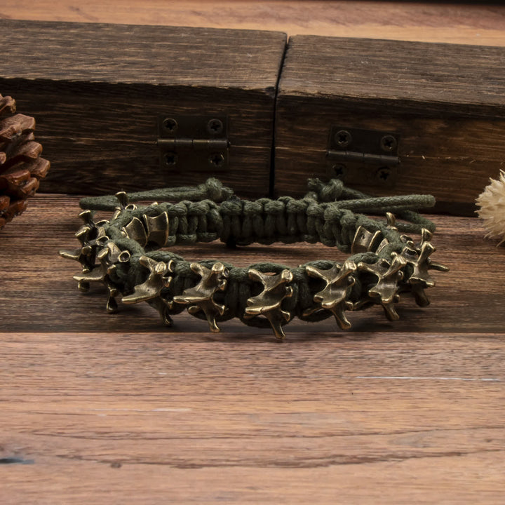 Armband aus geflochtener Drachenwirbelkette - Grün & Bronze - image 8