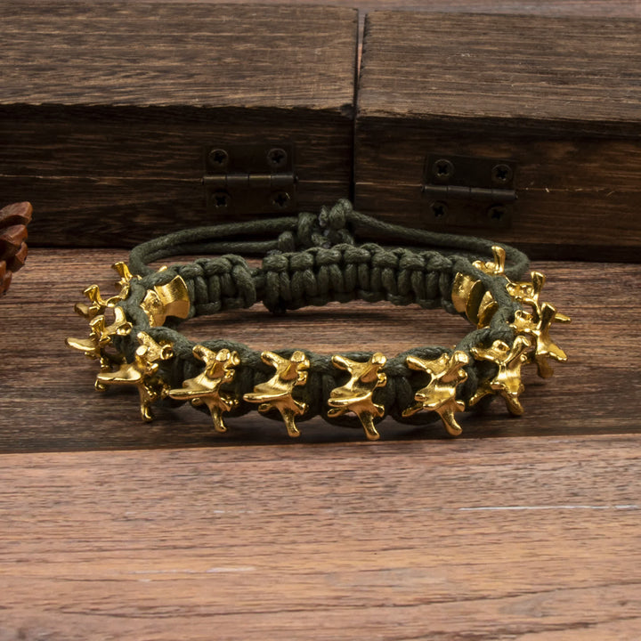 Armband aus geflochtener Drachenwirbelkette - Grün & Gold - image 4