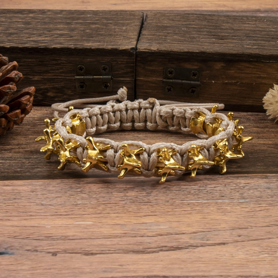 Armband aus geflochtener Drachenwirbelkette - Elfenbein & Gold - image 6