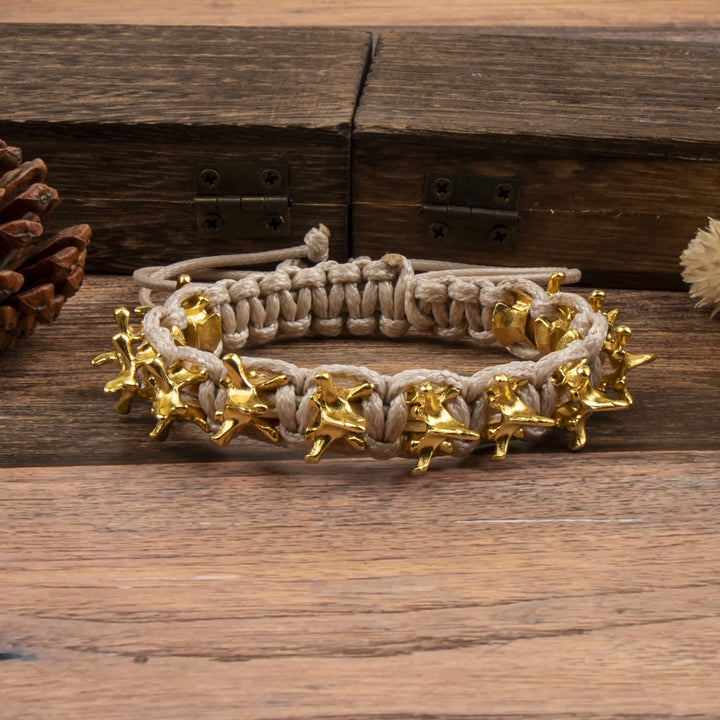 Armband aus geflochtener Drachenwirbelkette - Elfenbein & Gold - image 6