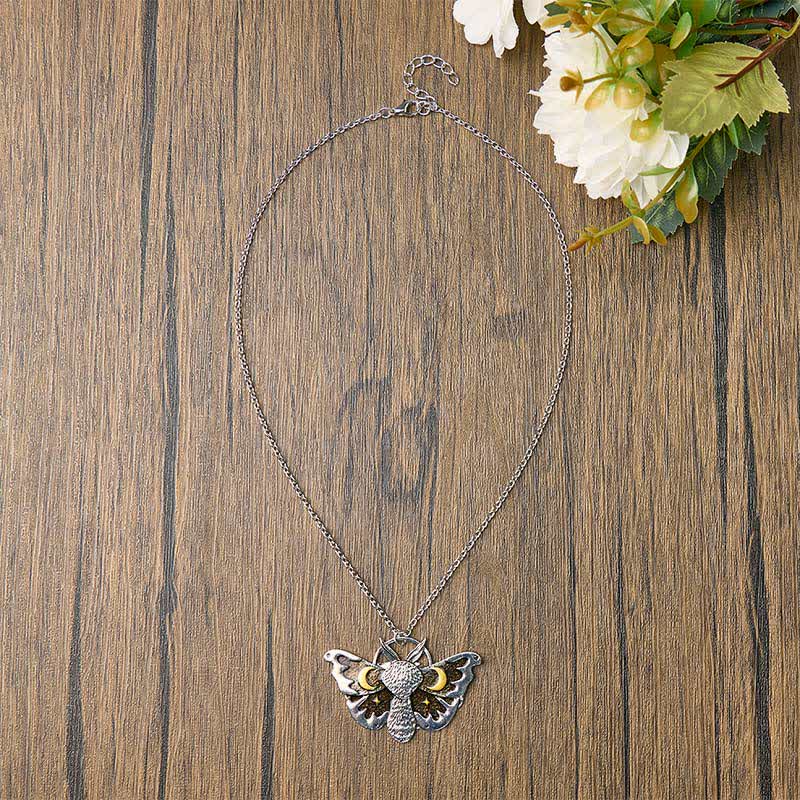 Gothic Moons & Stars Celestial Luna Moth Necklace - image 2