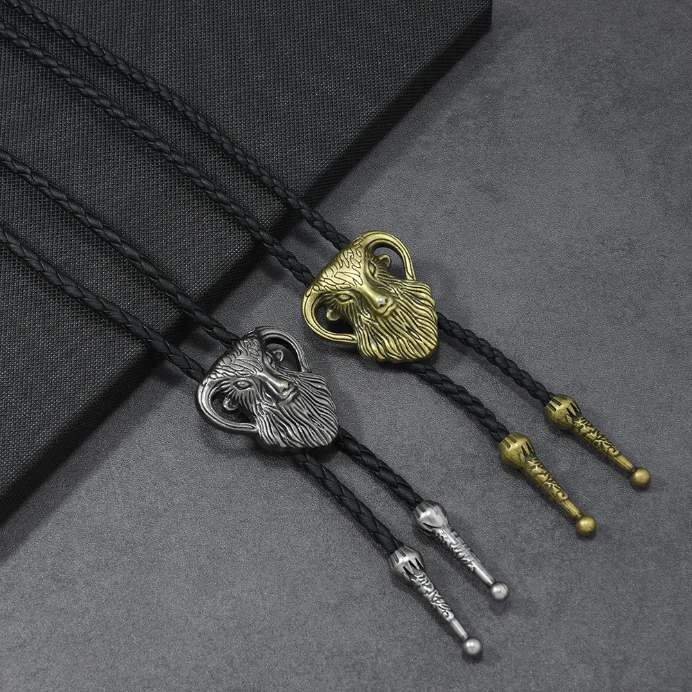 Antike zweifarbige Bolo-Krawatte mit Widderkopf-Motiv für Herren - image 0