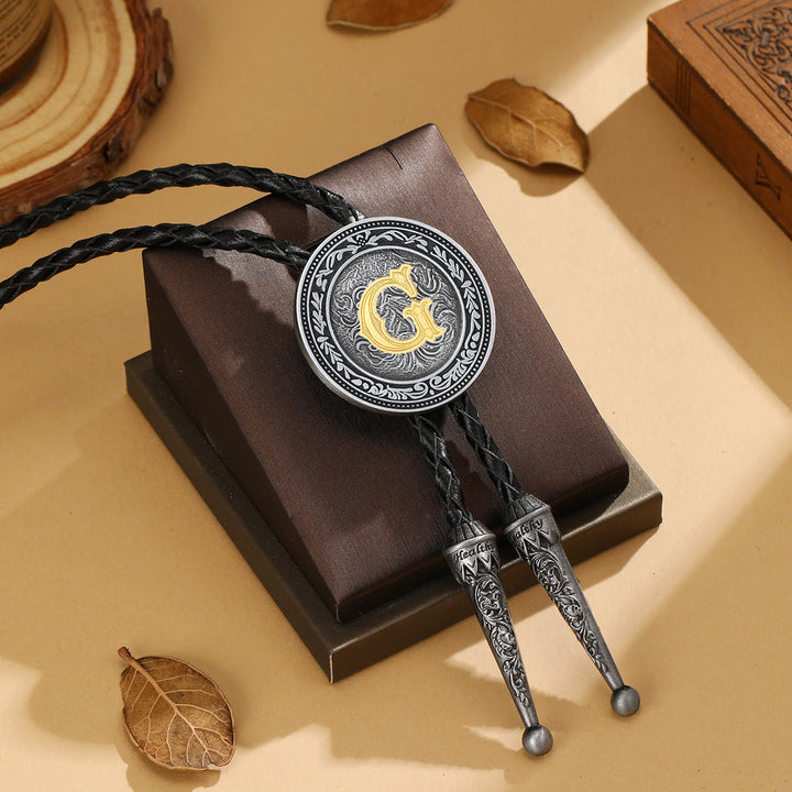 Vintage-Western-Bolo-Krawatte für Herren mit filigranem Monogramm - G - image 6