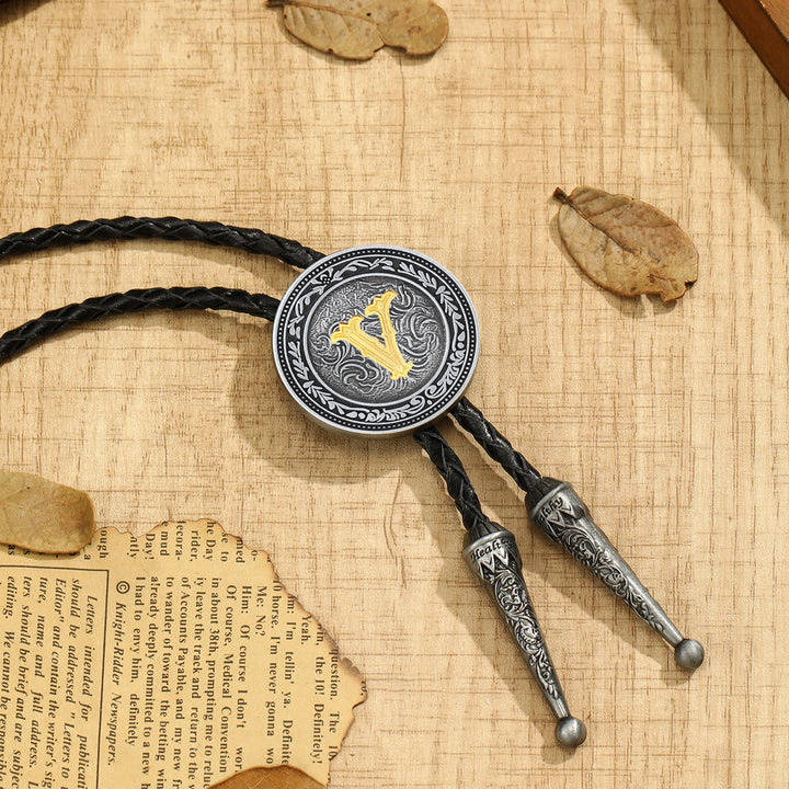 Vintage-Western-Bolo-Krawatte für Herren mit filigranem Monogramm - V - image 21