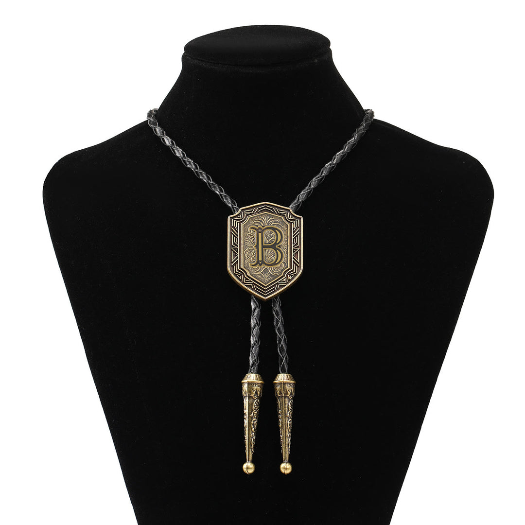Antike sechseckige gotische Western-Bolo-Krawatte mit Initialen - B - image 2