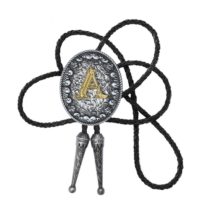 Bolo-Krawatte im alten Stil mit zweifarbigem, aufwendigem Reliefmonogramm. - A - image 0