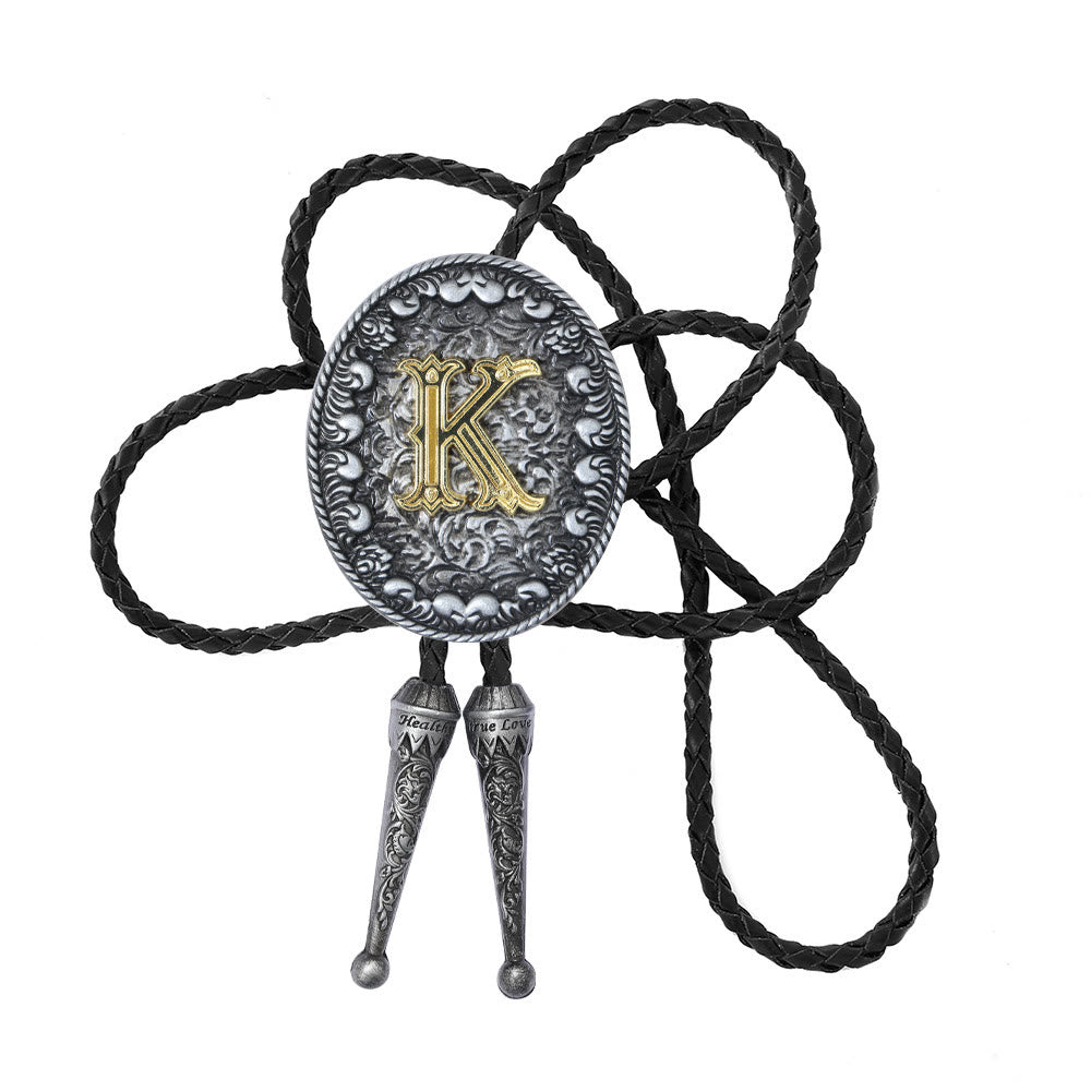 Bolo-Krawatte im alten Stil mit zweifarbigem, aufwendigem Reliefmonogramm. - K - image 12