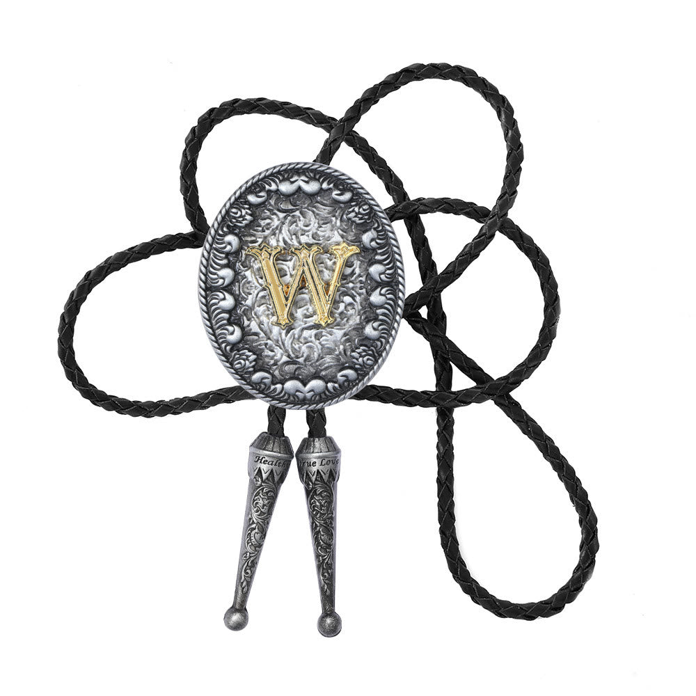 Bolo-Krawatte im alten Stil mit zweifarbigem, aufwendigem Reliefmonogramm. - W - image 24