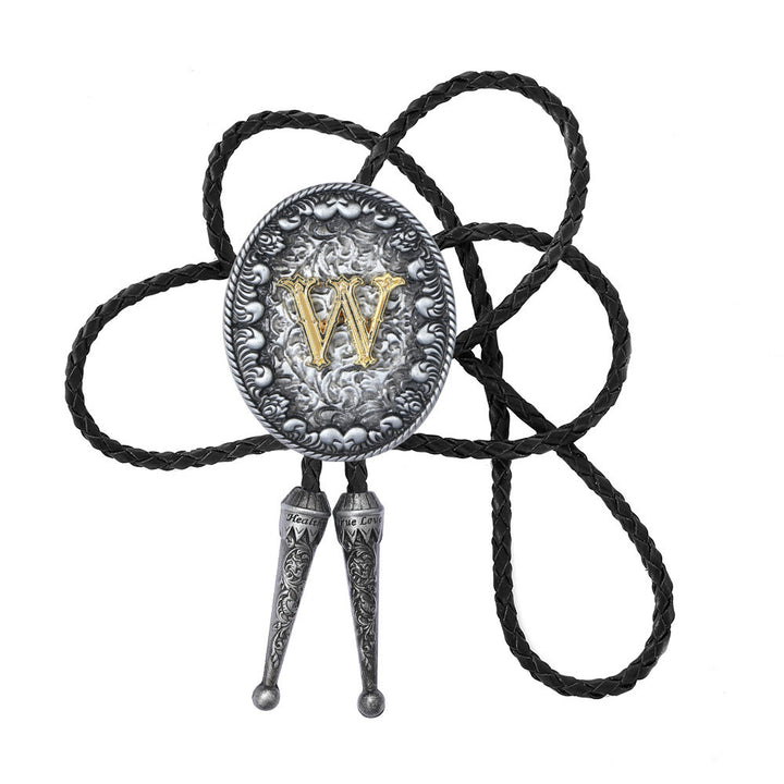 Bolo-Krawatte im alten Stil mit zweifarbigem, aufwendigem Reliefmonogramm. - W - image 24