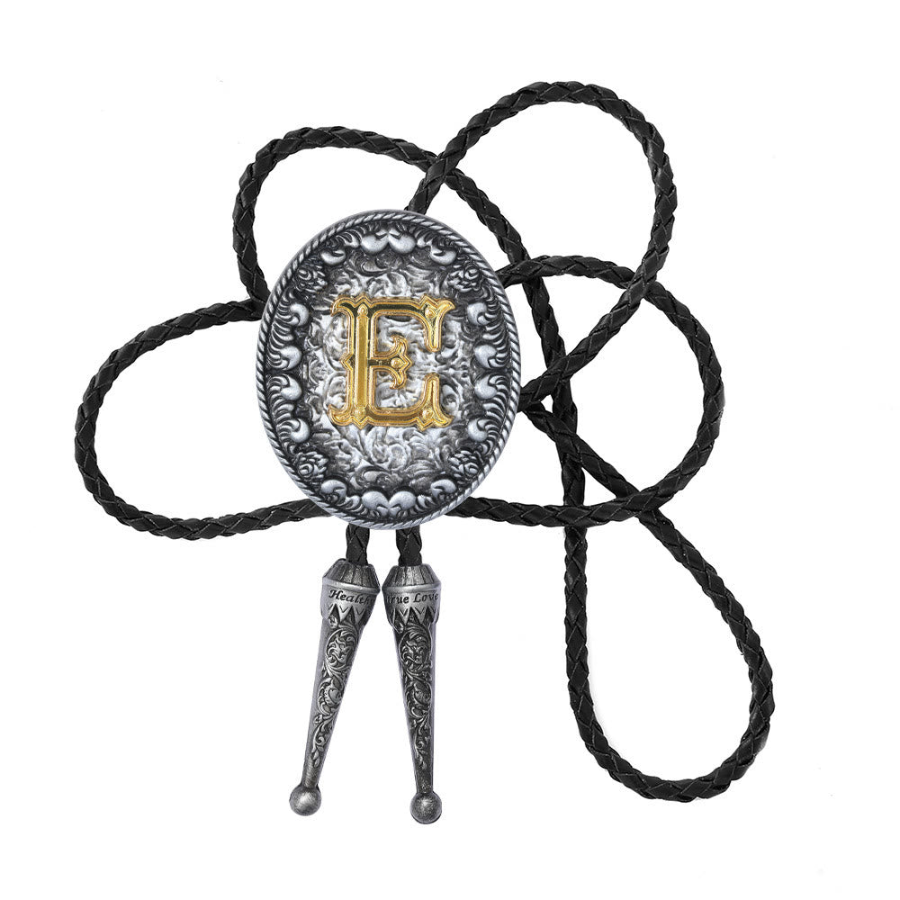 Bolo-Krawatte im alten Stil mit zweifarbigem, aufwendigem Reliefmonogramm. - E - image 6
