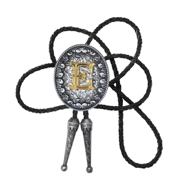 Bolo-Krawatte im alten Stil mit zweifarbigem, aufwendigem Reliefmonogramm. - E - image 6
