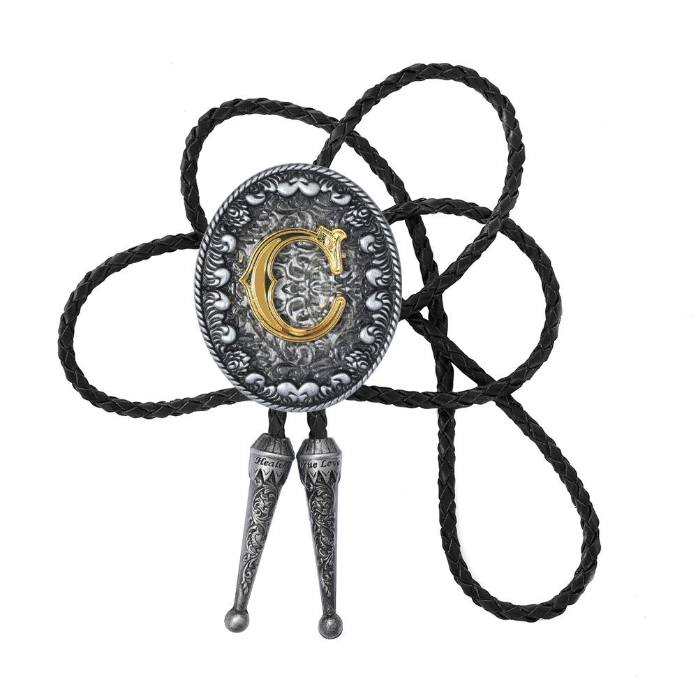 Bolo-Krawatte im alten Stil mit zweifarbigem, aufwendigem Reliefmonogramm. - C - image 4