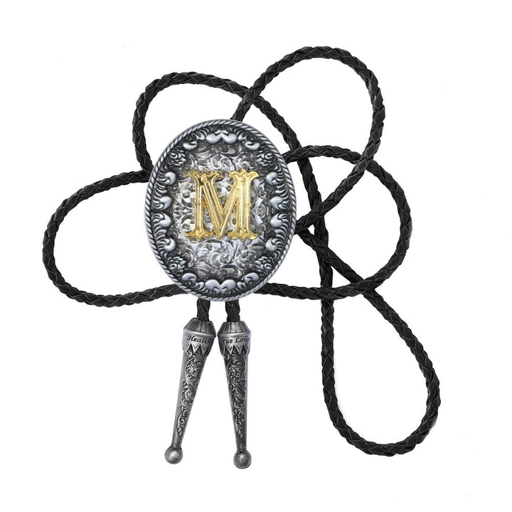 Bolo-Krawatte im alten Stil mit zweifarbigem, aufwendigem Reliefmonogramm. - M - image 14