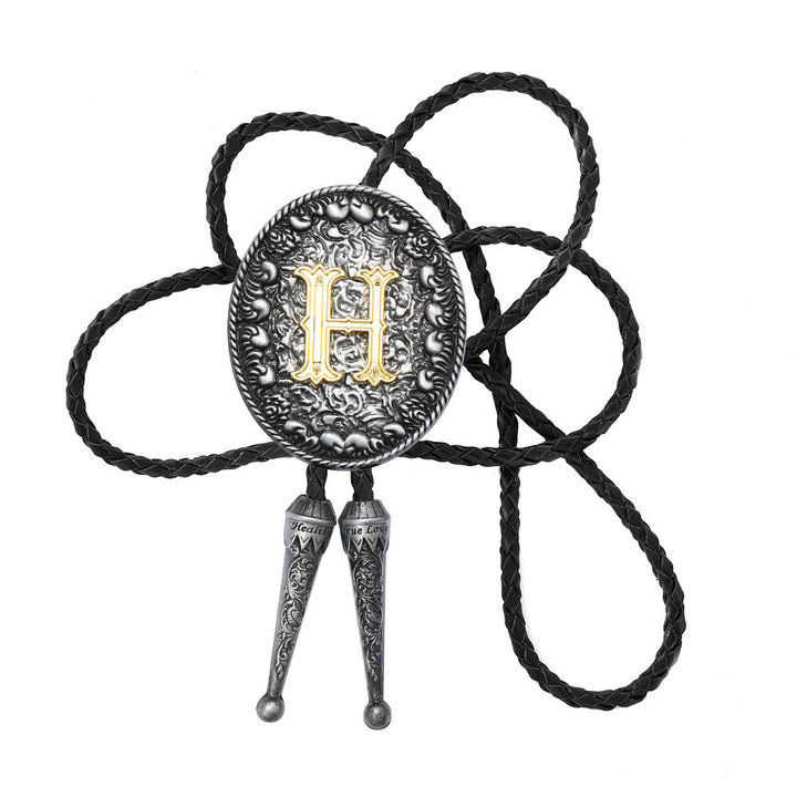 Bolo-Krawatte im alten Stil mit zweifarbigem, aufwendigem Reliefmonogramm. - H - image 9