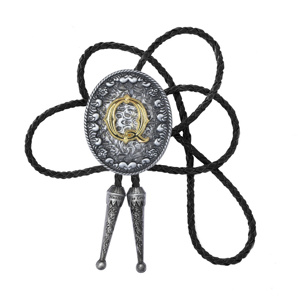 Bolo-Krawatte im alten Stil mit zweifarbigem, aufwendigem Reliefmonogramm. - Q - image 18