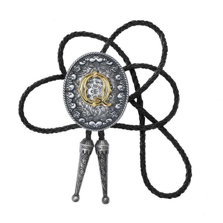 Bolo-Krawatte im alten Stil mit zweifarbigem, aufwendigem Reliefmonogramm. - Q - image 18