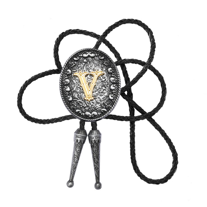 Bolo-Krawatte im alten Stil mit zweifarbigem, aufwendigem Reliefmonogramm. - V - image 23