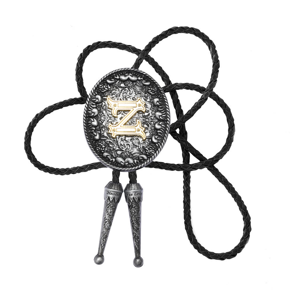 Bolo-Krawatte im alten Stil mit zweifarbigem, aufwendigem Reliefmonogramm. - Z - image 27