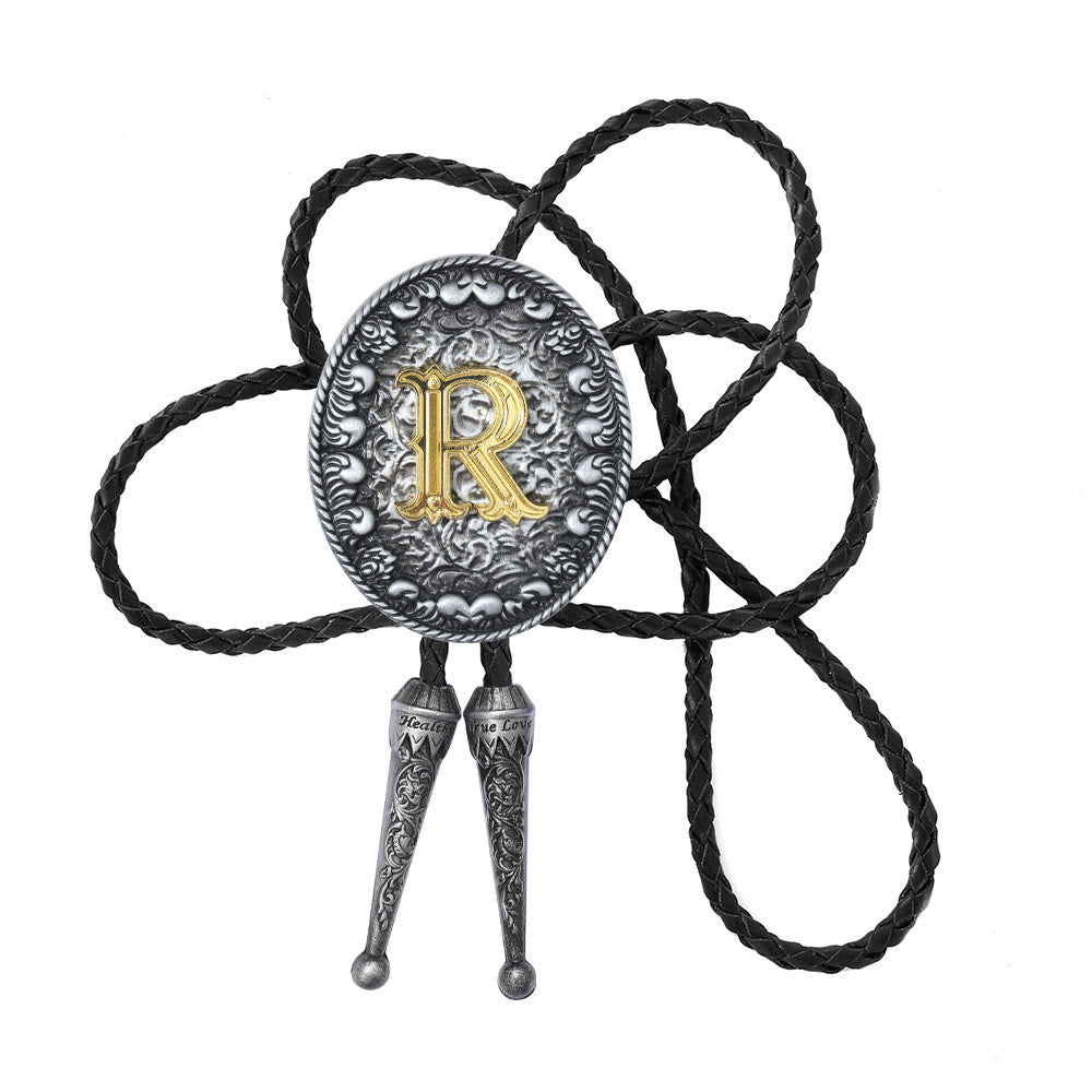 Bolo-Krawatte im alten Stil mit zweifarbigem, aufwendigem Reliefmonogramm. - R - image 19