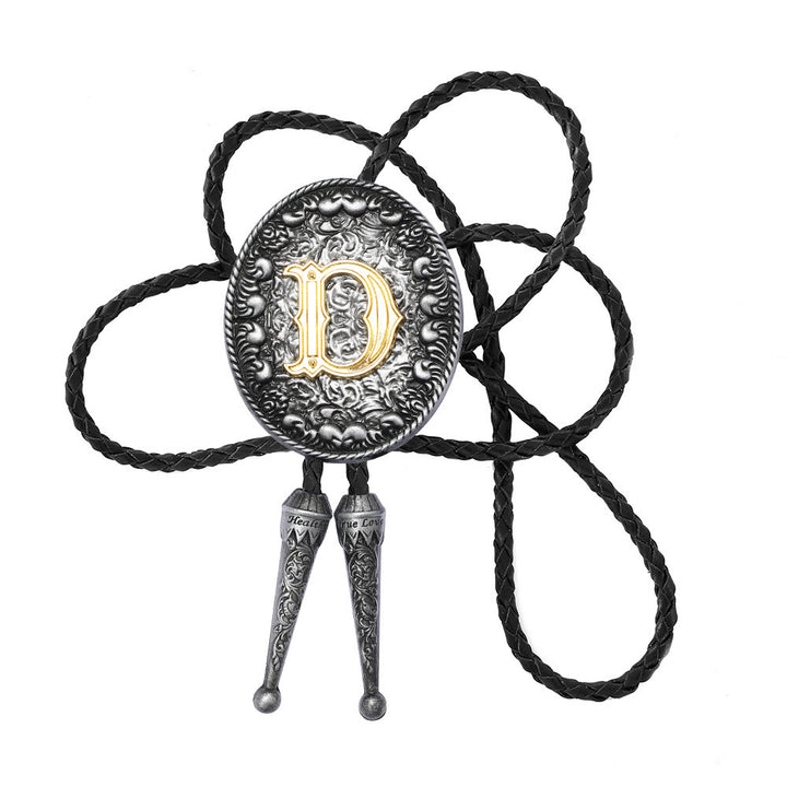 Bolo-Krawatte im alten Stil mit zweifarbigem, aufwendigem Reliefmonogramm. - D - image 5