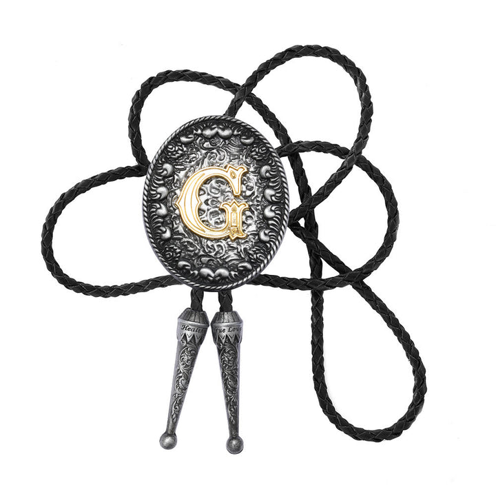 Bolo-Krawatte im alten Stil mit zweifarbigem, aufwendigem Reliefmonogramm. - G - image 8