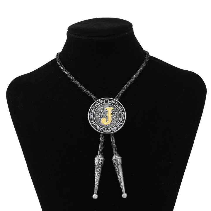 Vintage-Western-Bolo-Krawatte für Herren mit filigranem Monogramm - J - image 9