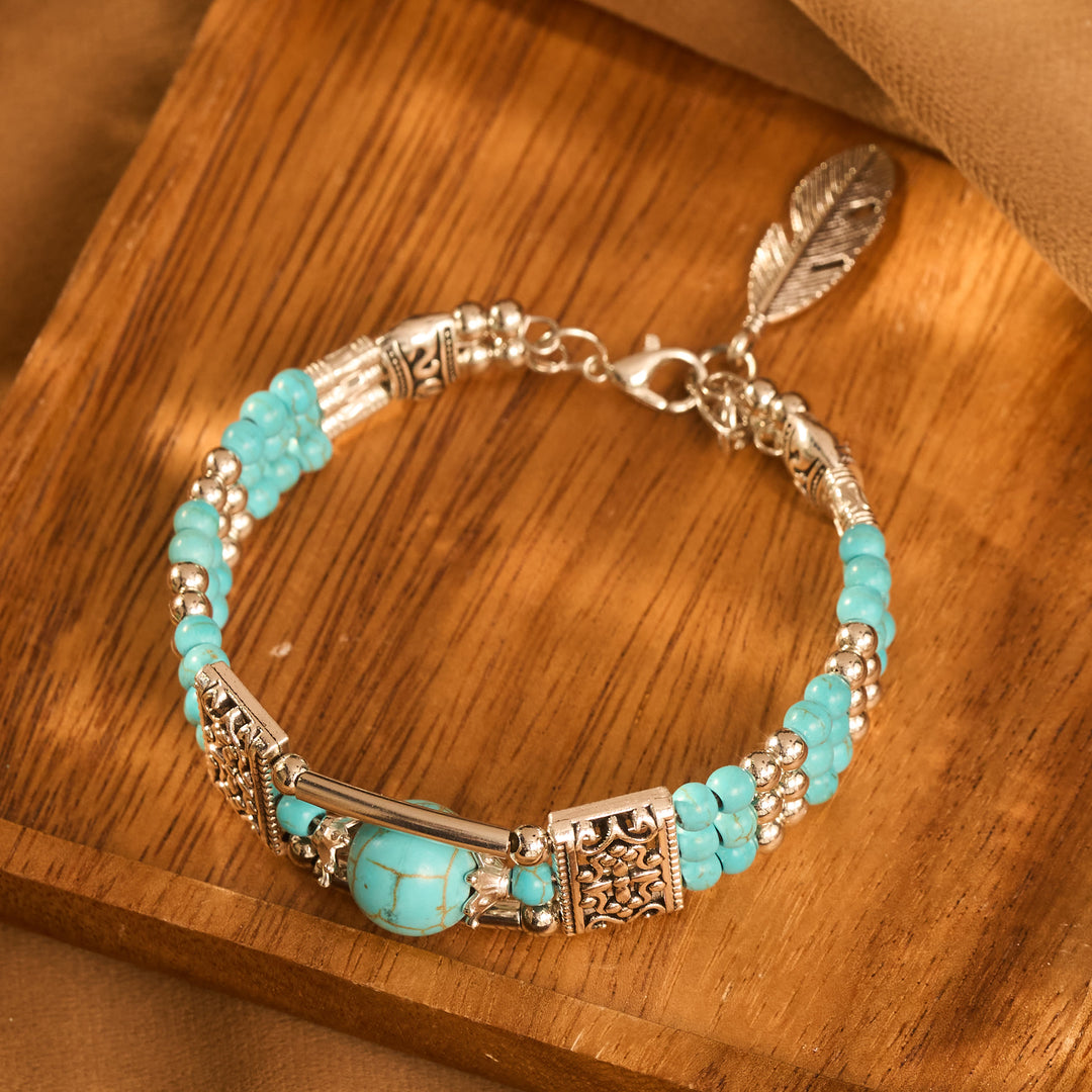 Boho-Cowgirl-Armband mit drei Lagen türkisfarbenen Perlen - image 10