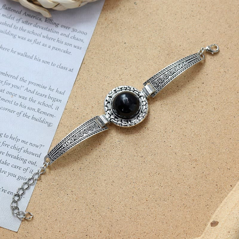 Kollektion ethnischer, tribaler Vintage-Boho-Armbänder mit Steinen - Schwarz - Runden - image 5