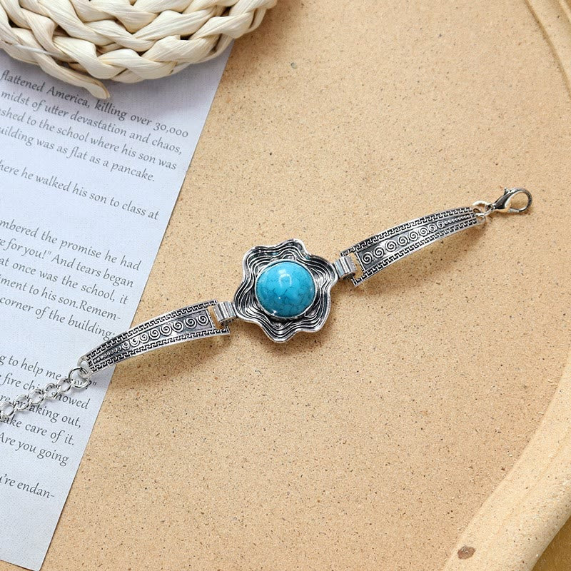 Kollektion ethnischer, tribaler Vintage-Boho-Armbänder mit Steinen - Blau - Blume - image 18