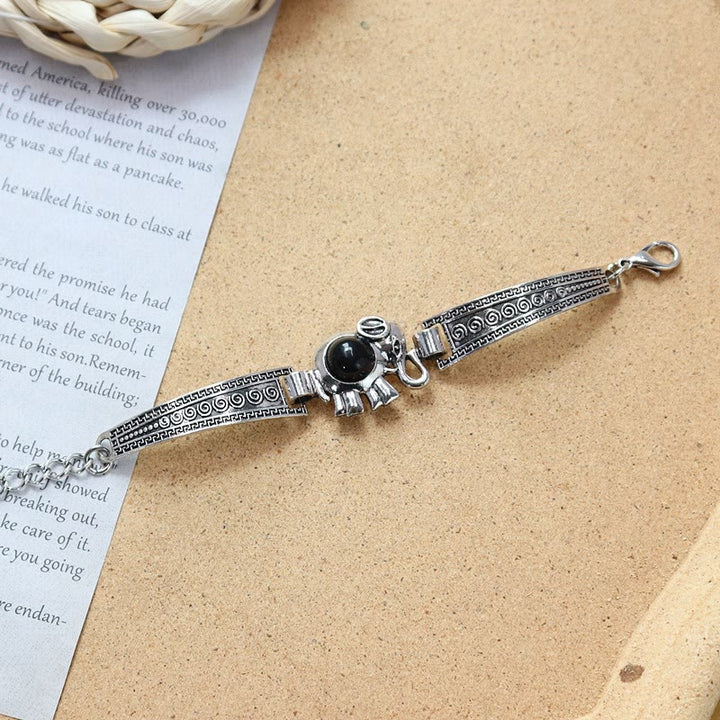 Kollektion ethnischer, tribaler Vintage-Boho-Armbänder mit Steinen - Schwarz - Elefant - image 4
