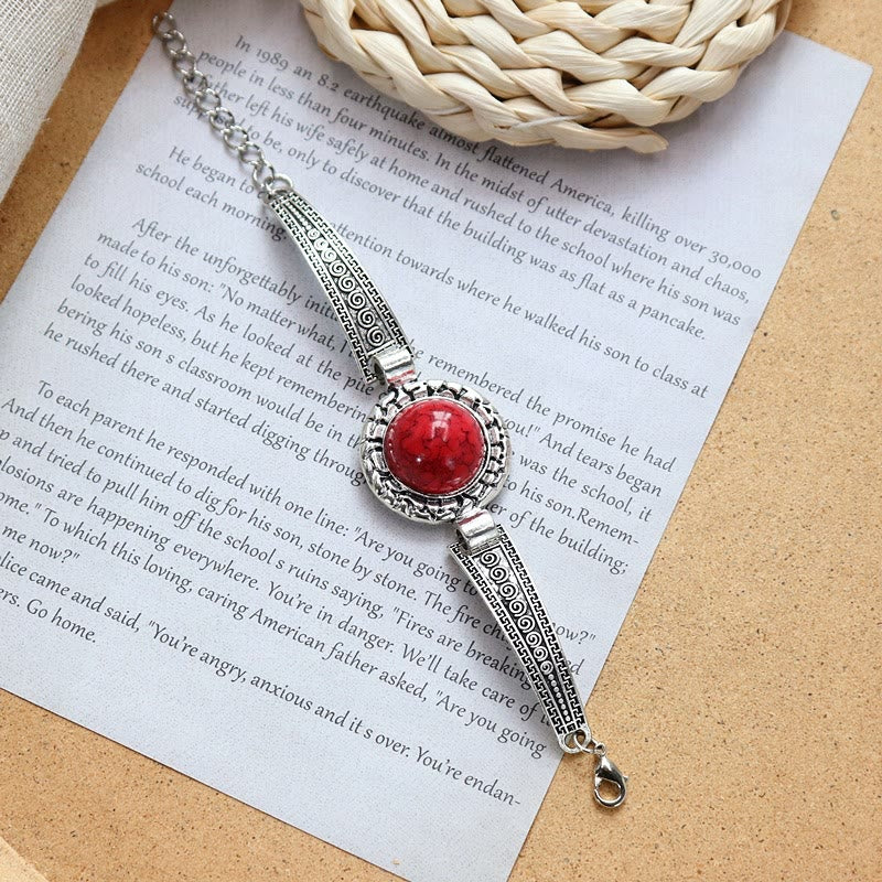 Kollektion ethnischer, tribaler Vintage-Boho-Armbänder mit Steinen - Rot - Runden - image 14