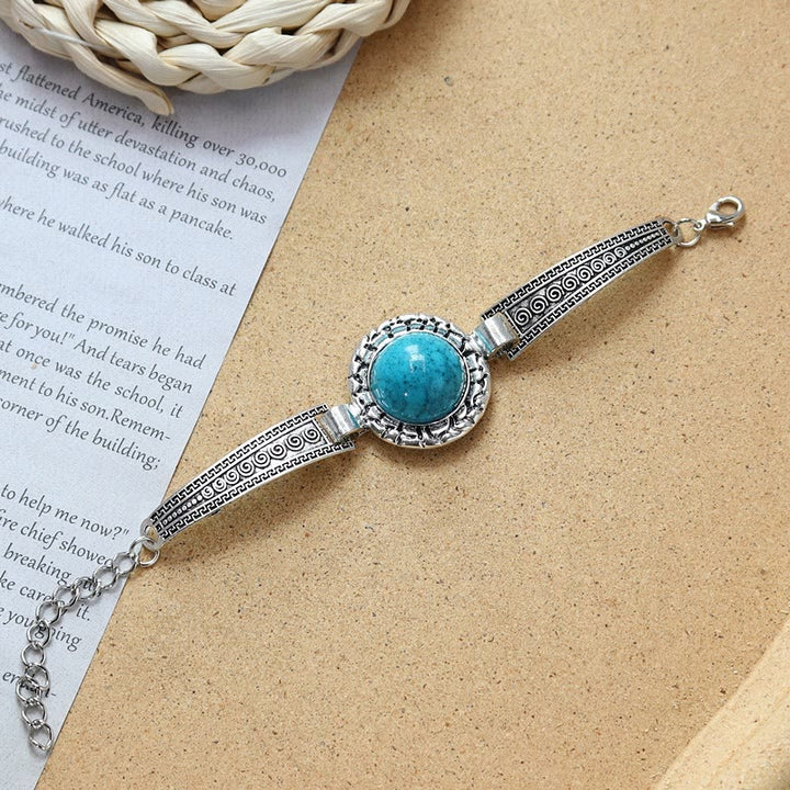Kollektion ethnischer, tribaler Vintage-Boho-Armbänder mit Steinen - Blau - Runden - image 15