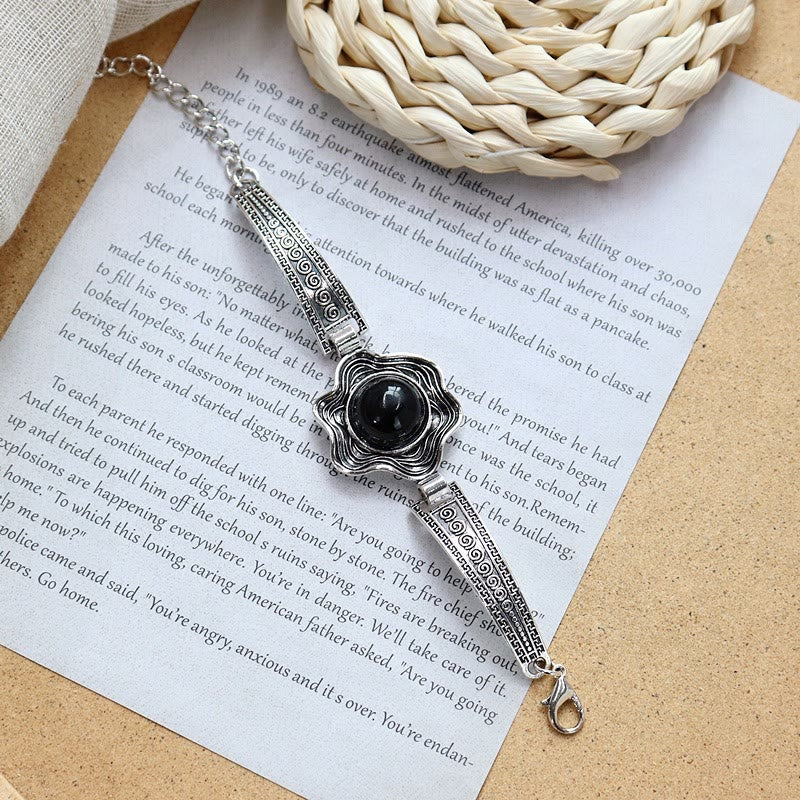 Kollektion ethnischer, tribaler Vintage-Boho-Armbänder mit Steinen - Schwarz - Blume - image 13
