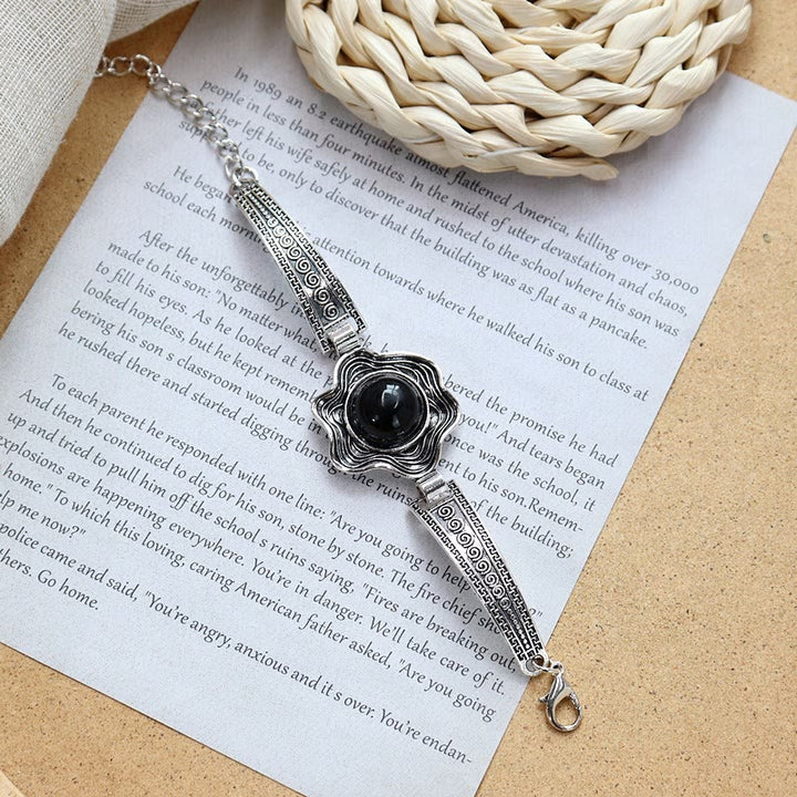 Kollektion ethnischer, tribaler Vintage-Boho-Armbänder mit Steinen - Schwarz - Blume - image 13