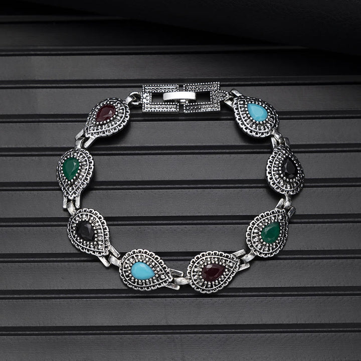 Boho Vintage Türkis-Rundstein-Chic-Armband - Stil Nr. 4 - image 10